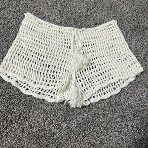 Crochet Knit Shorts with Tassels